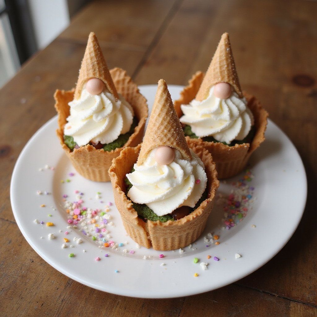 Gnome Cupcakes With Waffle Conesnull