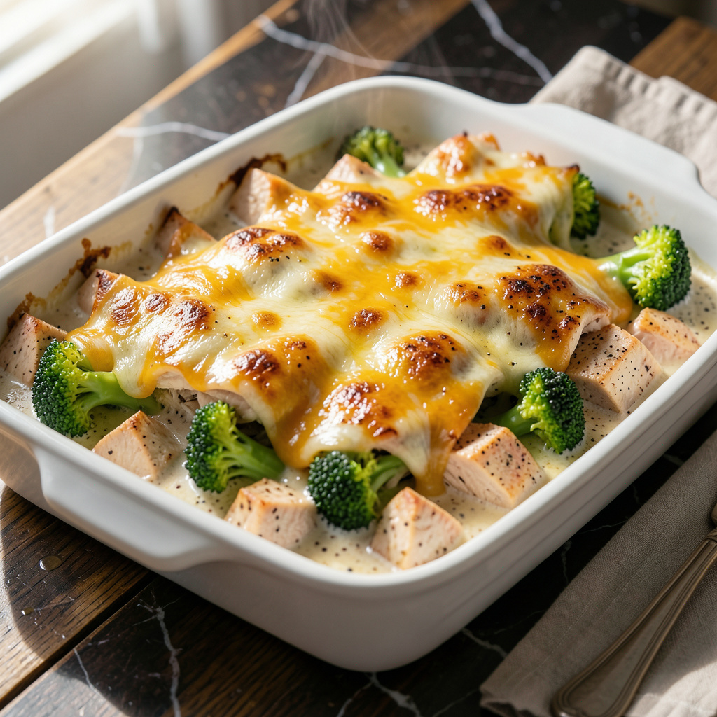 Cheesy Example Cheesy Chicken Broccoli Bake Recipe: Melty Topping Over Tender Bites