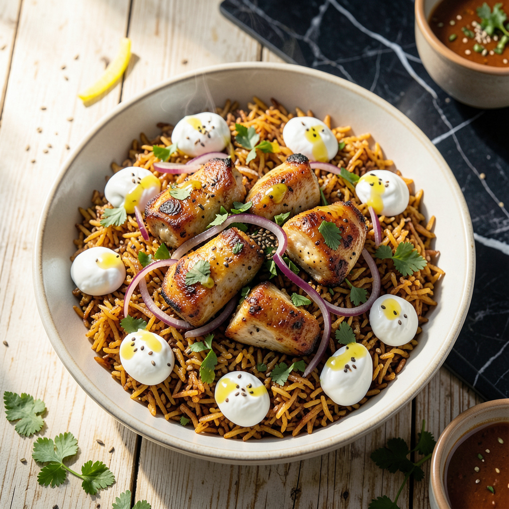Chicken Shawarma Crispy Rice Salad Recipe: Spiced Chickens and Crunchy ...
