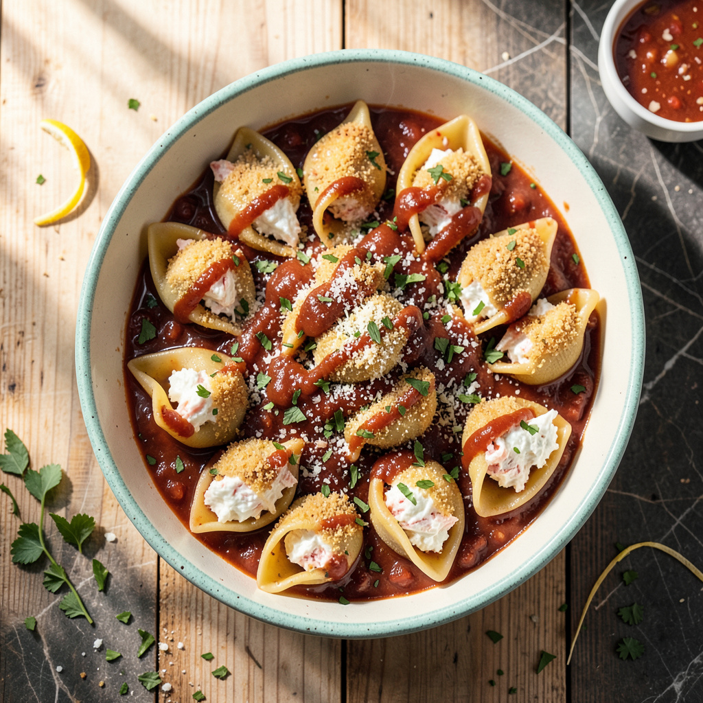 Stuffing Shell Pasta Crab Stuffed Shells Recipe: Jumbo Pasta with Rich Seafood Filling