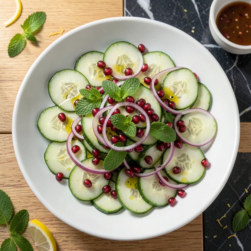 Cucumber Pomegranate Salad Recipe: Ruby Jewels With Minty Freshness ...